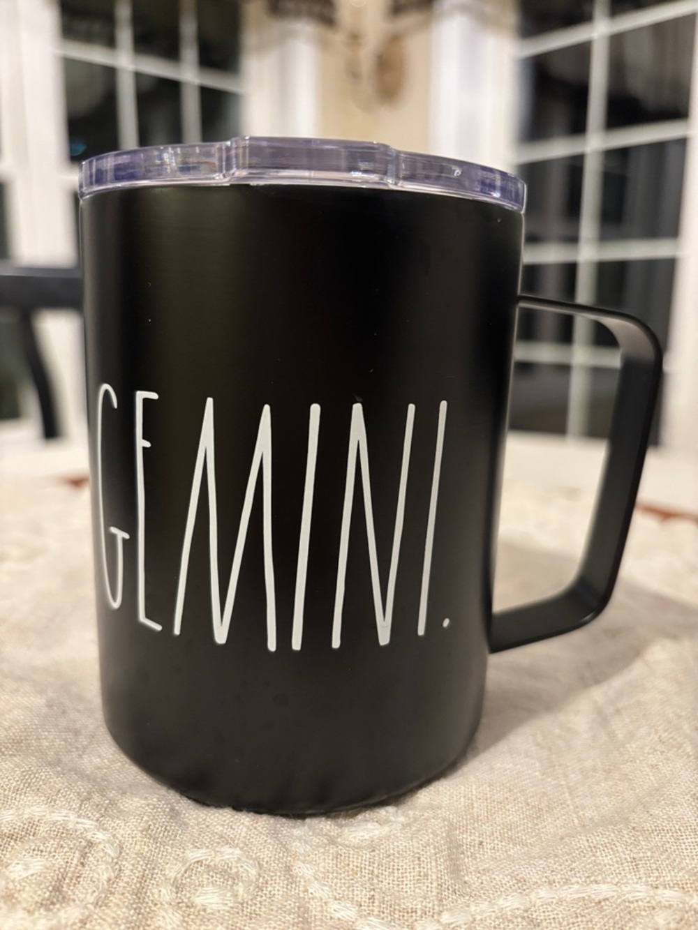 Rae Dunn Black Gemini Constellation Travel Mug